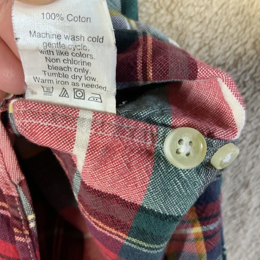 J Crew Oxford Shirt Mens Sz L Button‎ Up Long Sleeve Plaid Collared